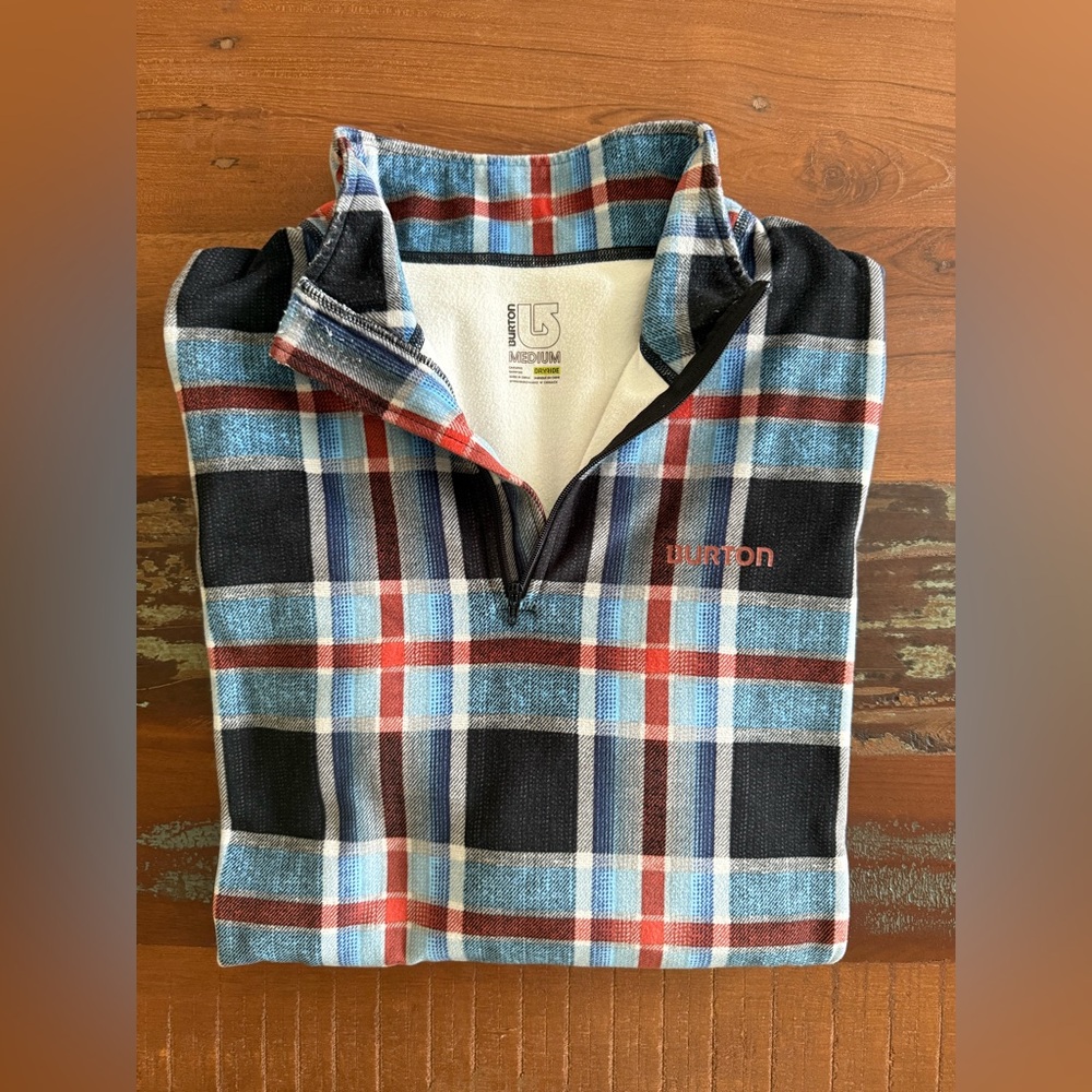 Burton Men's Plaid 1/4 Zip Dryride Pullover!  M